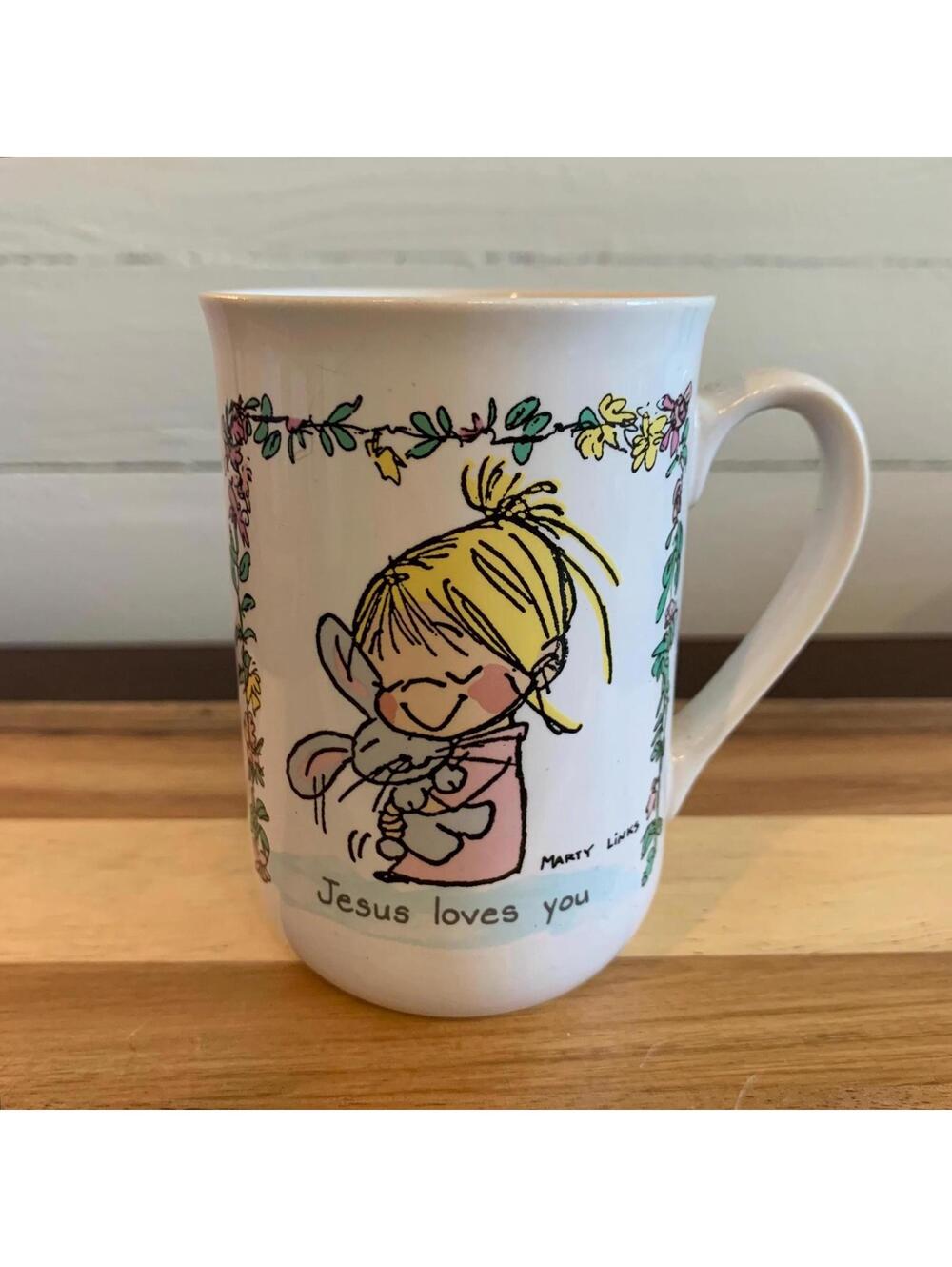 Vintage Marty Links For Papel “Jesus Loves You” Porcelain Mug